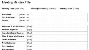 Standard Minutes Of Meeting Template Standard Meeting Minutes Template Dotxes