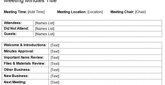 Standard Minutes Of Meeting Template Standard Meeting Minutes Template Dotxes