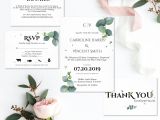 Standard Thank You Card Size Greenery Wedding Invitation Suite Printable Wedding