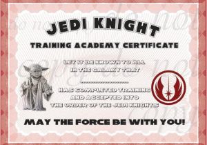 Star Wars Jedi Certificate Template Free Instant Dl Jedi Knight Certificate Star Wars Birthday Party