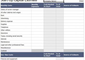 Start Up Capital Template 5 Capital Expenditure Budget Template Excel Template124