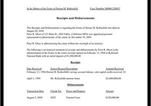 Statement Of Cash Receipts and Disbursements Template Cash Receipts and Disbursements Statement for Estate