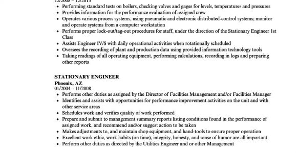 Stationary Engineer Resume Sample Stationary Engineer Resume Samples Velvet Jobs