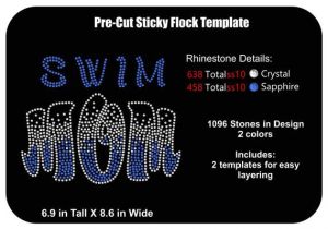 Sticky Flock Pre Cut Templates Pre Cut Rhinestone Flock Template Swim Mom Rhinestone
