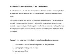 Store Operations Manual Template Store Operations