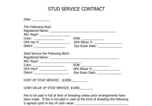 Stud Dog Contract Template Stud Dog Contract Blank