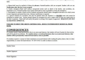 Student attendance Contract Template Band Contract Template 21 Free Samples Examples format