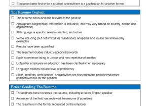 Student Resume Checklist Resume Checklist Department Of Economics