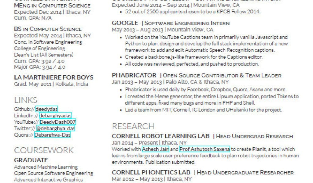 Student Resume Latex Latex Resume Template Graduate Student ...