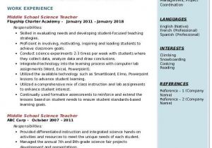 Student Resume Middle School Middle School Science Teacher Resume Samples Qwikresume