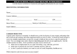 Student Resume Worksheet 10 High School Student Resume Templates Pdf Doc Free