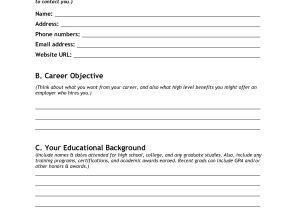 Student Resume Worksheet 19 Best Images Of High School Student Information