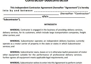 Sub Contractor Contract Template Sample Subcontractor Agreement 17 Free Documents