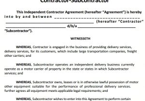 Subcontracting Contract Template Sample Subcontractor Agreement 17 Free Documents