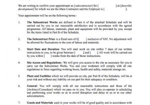 Subcontractor Contract Template Uk Subcontractor Contract Template Letter format