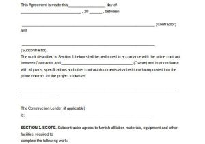 Subcontractor Scope Of Work Template 14 Subcontractor Agreement Templates Free Sample
