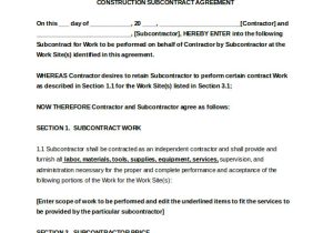 Subcontractor Scope Of Work Template Subcontractor Agreement Template 16 Free Word Pdf