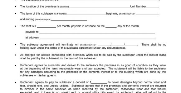 Subletting Contract Template 40 Professional Sublease Agreement Templates forms