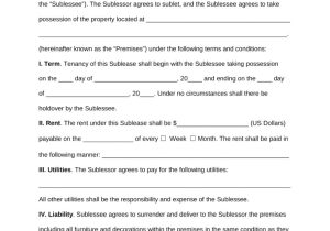 Subletting Contract Template Florida Sub Lease Agreement Template Eforms Free