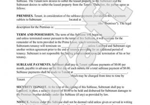 Subletting Contract Template Sublease Agreement form Sublet Contract Template with