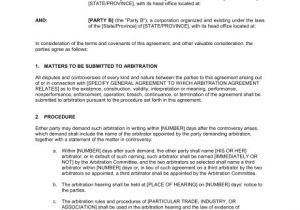 Submissive Contract Template Arbitration Agreement Template Word Pdf by Business