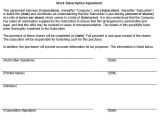 Subscription Contract Template Stock Subscription Agreement form Template