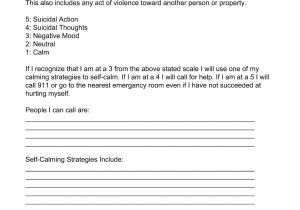 Suicide Contract for Safety Template Safety Plan for Suicidal or at Risk People Counseling