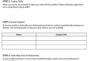 Suicide Safety Contract Template Safety Plan Worksheet therapist Aid