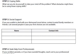 Suicide Safety Plan Contract Template Safety Plan Worksheet therapist Aid
