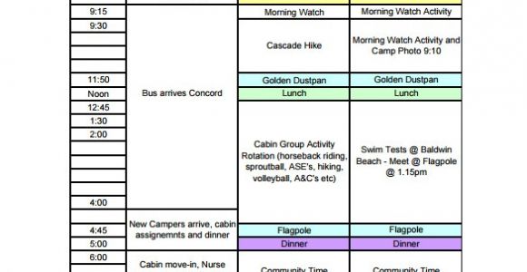 Summer Camp Business Plan Template 13 Camp Schedule Templates Pdf Doc Xls Free