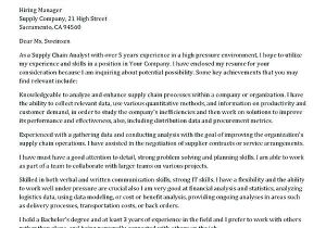 Supply Chain Analyst Cover Letter Sample Cover Letter for Supply Chain Analyst Beautiful Data