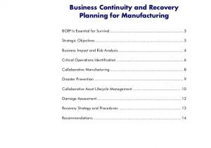 Supply Chain Business Continuity Plan Template Business Continuity and Recovery Planning for Manufacturing