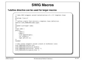 Swig Template Interfacing C C and Python with Swig