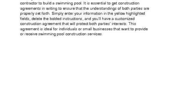 Swimming Pool Construction Contract Templates Welcome to Docs 4 Sale
