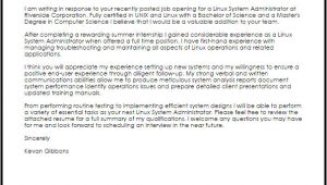 Sysadmin Cover Letter Linux System Administrator Cover Letter Sample Cover