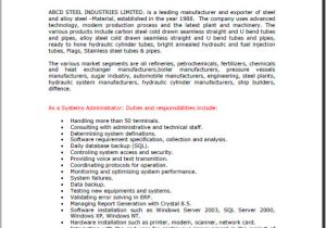 System Administrator Fresher Resume format Fresh Jobs and Free Resume Samples for Jobs Resumes for