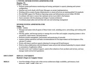 System Administrator Resume Sample Senior System Administrator Resume Samples Velvet Jobs