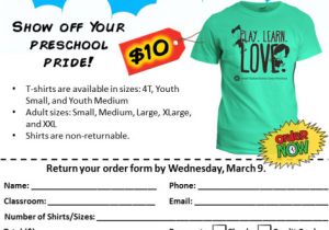 T Shirt Fundraiser Flyer Template T Shirt Sale Rodef Shalom Family Center Preschool