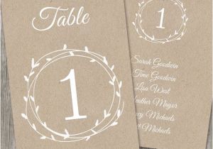 Table Numbers for Wedding Reception Templates Printable Table Number for Weddings Diy Kraft Rustic