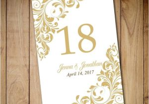 Table Numbers for Wedding Reception Templates Printable Wedding Table Number Template by Paintthedaydesigns