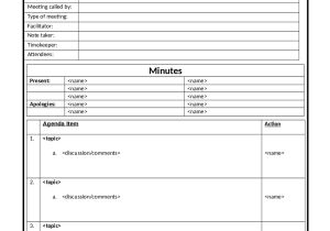 Taking Minutes In A Meeting Template 2018 Meeting Minutes Template Fillable Printable Pdf