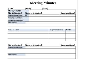 Taking Minutes In A Meeting Template 2018 Meeting Minutes Template Fillable Printable Pdf