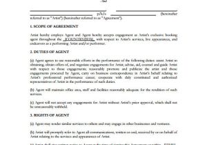 Talent Agency Contract Template Booking Agent Contract Template 9 Download Free
