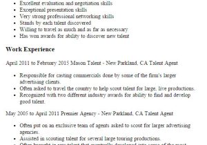 Talent Agent Cover Letter Sample Talent Agent Resume Template Best Design Tips