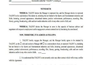 Talent Manager Contract Template Sample Agency Contract forms 8 Free Documents In Word Pdf