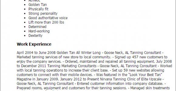 Tanning Salon Cover Letter Professional Tanning Consultant Templates to Showcase Your