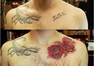Tattoo Cover Up Letters Chest Tattoos Cover Ups Cover Up Script to Roses Heart