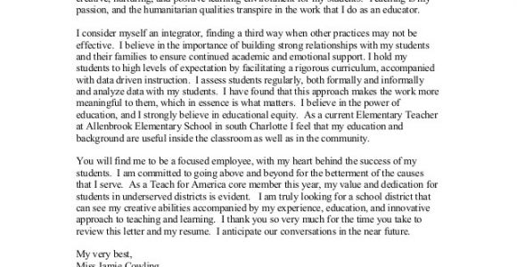 Teach for America Cover Letter Cowling Cover Letter Resume Teaching 2016