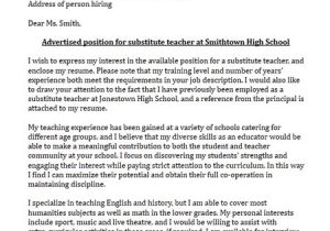 Teacher Cover Letter Samples with Experience Substitute Teacher Cover Letter Sample Limeresumes