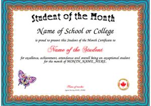 Teacher Of the Month Certificate Template Student Of the Month